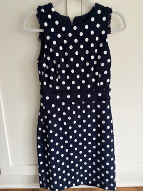 J.Crew Navy Blue Polka Dot Sleeveless Dress - Sz 2